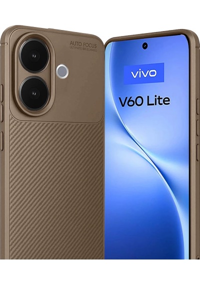 Vivo V60 Lite Auto Focus Karbon Kapak - Kahverengi