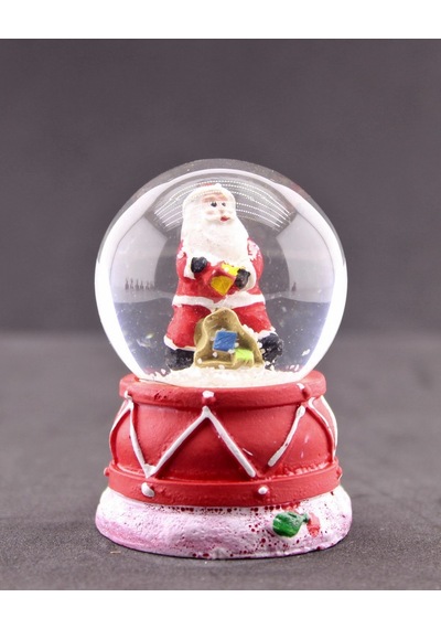 Noel Baba Hediye Torbası Mini Boy Işıklı Yılbaşı Kar Küresi 6.5 Cm 5a