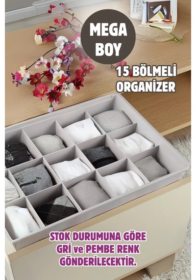 Grimorlife 15 Bölmeli Mega Boy Çekmece Içi Düzenleyici Organizer Düzenleyici Kutu- Karma Diğer