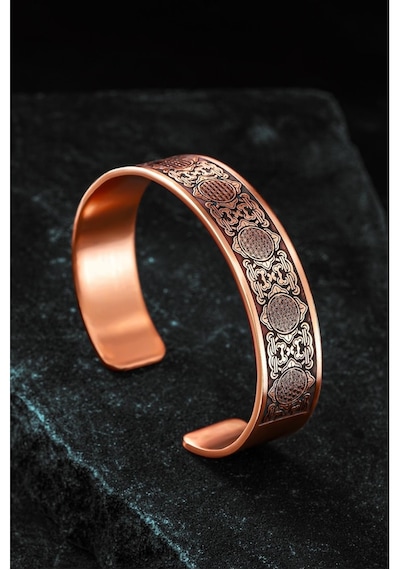 Lotus Çiçeği - Yaşam Çiçeği Erkek Kelepçe Bileklik Rose Gold