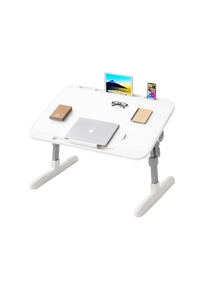 Sunup Sn-29697 Çok Fonksiyonlu Katlanabilir Yatak Koltuk Laptop Masası Yükseklik Ve Açı Ayarlı Beyaz 60x40cm-218230