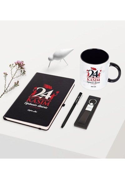 Kişiye Özel Öğretmenler Gününüz Kutlu Olsun Temalı Siyah Defter K N11.756