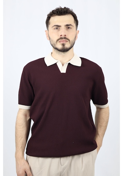 Ventov Polo V Yaka Fitilli Erkek Triko Vtr2602 Bordo