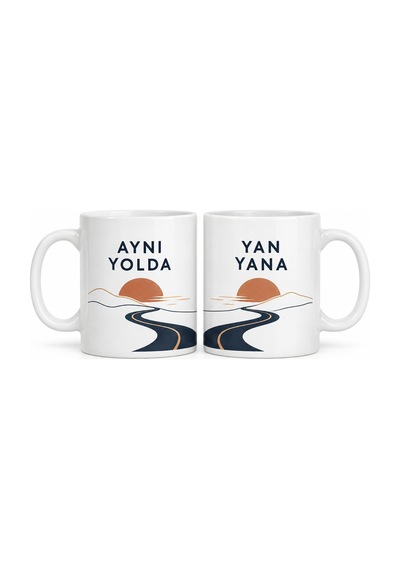 Bezos Aynı Yolda Yan Yana 2'li Porselen Kupa Seti - Model 288 Dlra