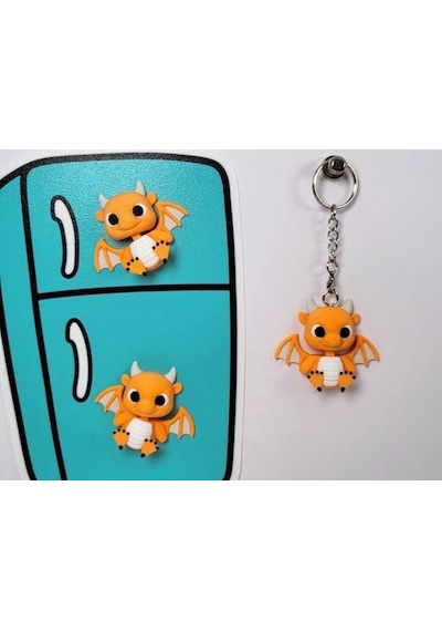 Sevimli Kanatlı Bebek Ejderha Figürlü Anahtarlık Ve Magnet - 3d Tasarım Kawaii Ejdercik Aksesuarı Ve Kişiye Özel Renkli Hediye