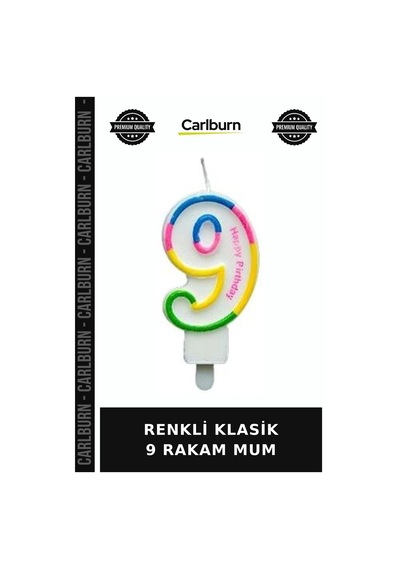 Premium Renkli Klasik 9 Rakam Mum Sunum Neşeli Etkinlik Çok Renkli
