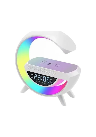 Forlife Kablosuz Şarj Özellikli Bluetoothlu Çok Fonksiyonlu Masa Lambası Çok Renkli