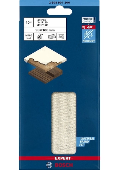 Bosch Expert M480 Ağ Zımpara Seti 93 186 Mm 10'lu - 2608901206