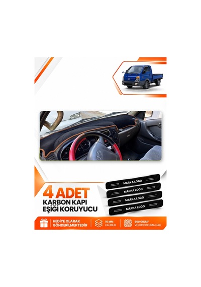 Hyundai Porter 2004-2019 Uyumlu Ön Torpido Koruma Kılıfı Halısı Örtüsü - Siyah Kahverengi