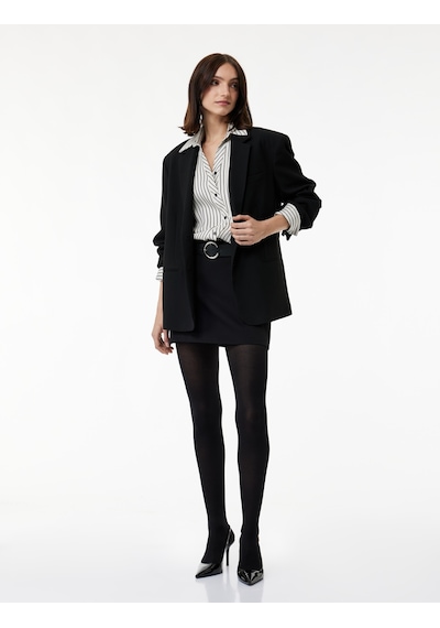 Koton Slim Fit Kemerli Mini Şort Etek Siyah 6wak70075pw Siyah