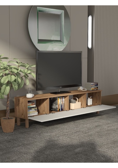 Bohem Tarz 180 Cm 4 Kapaklı Mdf Kapak Tv Ünitesi Altın