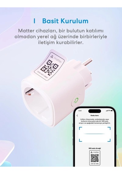 Meross Akıllı Priz Matter Wi-fi Mini Priz Apple Homekit, Alexa Ve Google Home Destekli