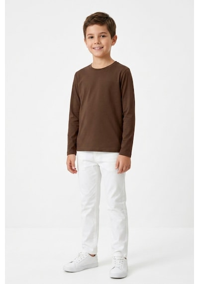 Kiagu Erkek Çocuk Uzun Kollu Basic Düz Tişört %100 Pamuk Bisiklet Yaka T-shirt 2-13 Yaş Moka Kiagu Erkek Çocuk Uzun Kollu Basic Düz Tişört %100 Pamuk Bisiklet Yaka T-shirt 2-13 Yaş Moka