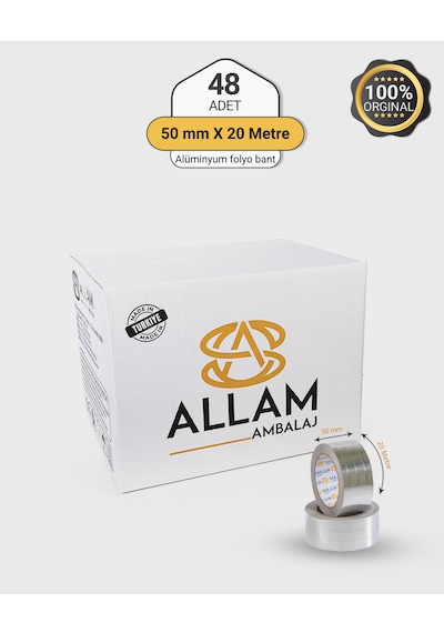 1 Koli 48 Adet Alüminyum Folyo Su Hava Yağ Kesici İzolasyon Bandı 50mm X 20 Mt Isıya Dayanıklı Bant