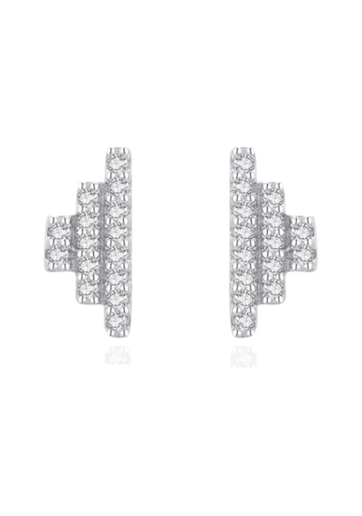 Brezza Lusso Jewelry Timeless Series Işıltılı Asimetri Kadın Gümüş Küpe Gümüş