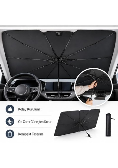 Coverest Katlanabilir Araç Ön Cam Güneşliği Uv Korumalı Oto Şemsiyesi, Gölgelik, Uv Koruma, Katlanabilir Tasarım, Ön Cam İçin, Araba Aksesuarı