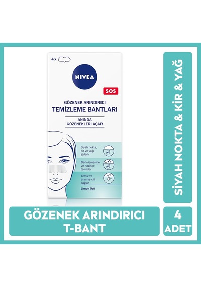Siyah Nokta Temizleyici Burun T-bant, Gözenek Arındırıcı, Derinlemesine Temizlik, Limon Özü, 4 Adet Diğer