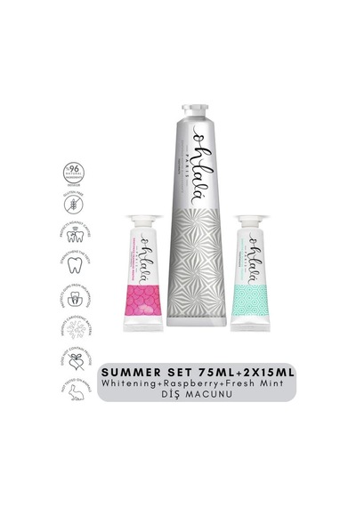 Ohlala Whitening 75 Ml + Fresh Mint 15 Ml + Raspberry Mint 15 Ml Summer Set Diş Macunu