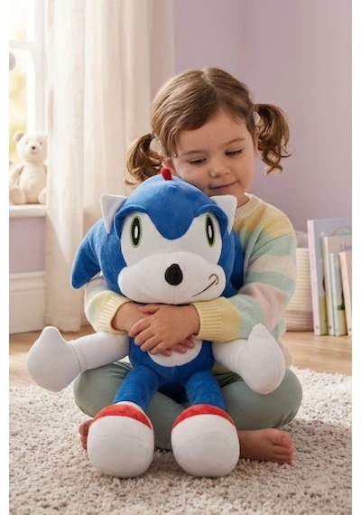 50 Cm Büyük Boy Sonic Peluş Oyuncak Yumuşacık Sevimli Kahraman Çocuk Hediyesi Mavi