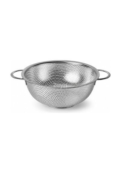 Paslanmaz Çelik Makarna Süzgeci 25 Cm Çift Kulplu Metal Sebze Meyve Yıkama Ve Süzme Kevgiri Gri