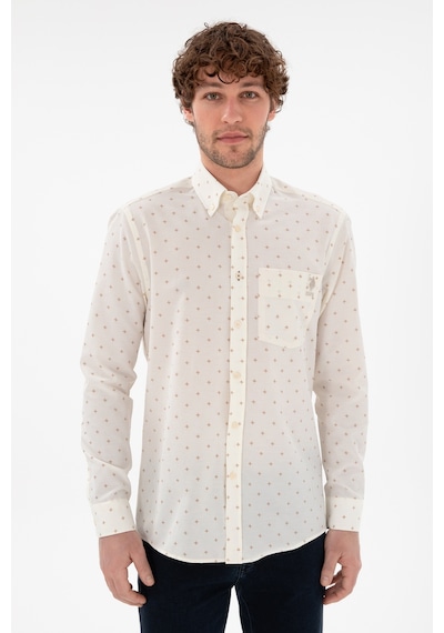 U.S. Polo Assn. Erkek Krem Regular Fit Cepli Gömlek 50296606-VR071