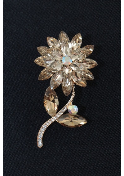 Mutluluğun Tohumu Lotus Çiçeği Broş Gold Renkli Pırlanta Taşlı Kadın Yaka İğnesi Lotus Çiçekli Broş Çok renkli