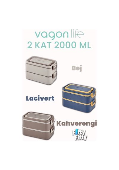 Vagonlife 2000 Ml 2 Kat Paslanmaz Çelik Çorba Kaseli Bento Lunch Box Yeni Nesil Sefer Tası -fflbox01029 Lacivert