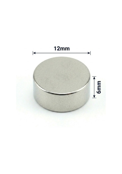 25 Adet - 12x6 Mm Neodyum Mıknatıs Neodim Magnet Yuvarlak