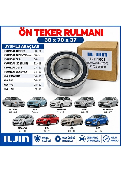 Accent 00-06-era 06 Sonrsası Ön Teker Rulmanı 38x70x37 57120-02000 51720-02000