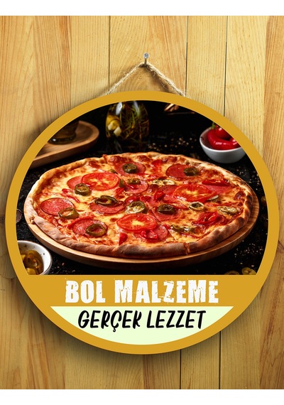 Mayeka Cafeler Restoranlar Pizzacılar İçin Pizza Duvar Kapı Tablo Ahşap Askılı Pano Tabela
