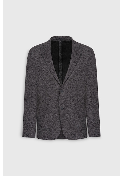 AC&Co / Altınyıldız Classics Erkek Sıyah Slim Fit Dar Kesim Mono Yaka Armürlü Torba Cepli Ceket Siyah
