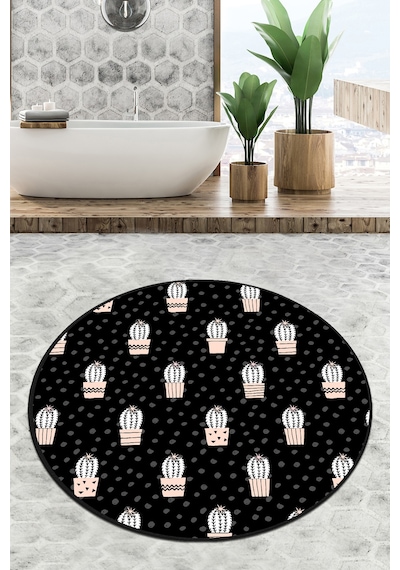 Temperature Çap Banyo Halısı Djt 120x120 cm, Banyo Halısı , Banyo paspası yıkanabilir Siyah
