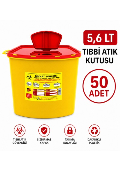 5,6 Lt Tıbbbi Atık Kutusu 50 Adet