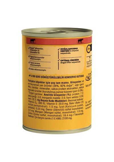 Köpekler Adult Sığır Ve Ciğer Karışımı Jöleli Konserve Yaş Mama 400 G