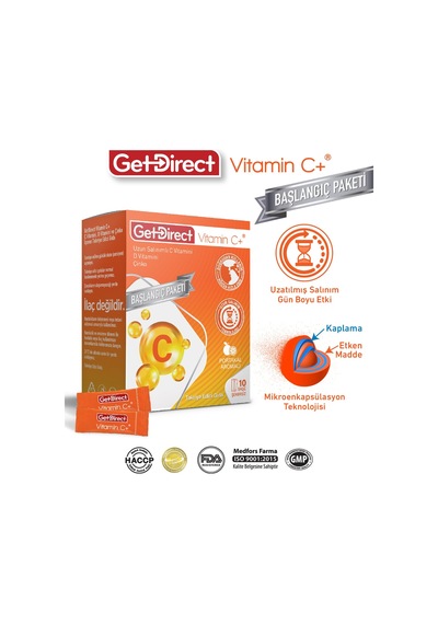 Vitamin C+ 1000 Mg C Vitamini, D Vitamini, Çinko 10 Saşe Uzun Salınımlı C Vitamini, Susuz Kullanım