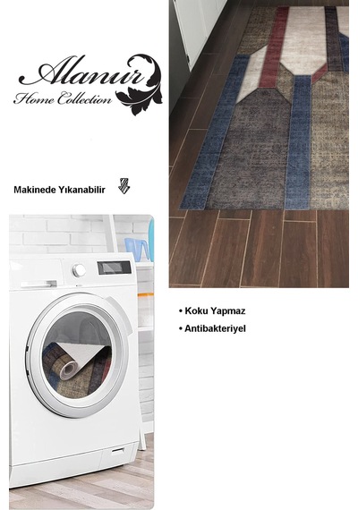 Dekoreko Kaymaz Taban Djt Mutfak Halısı Trend Modern S6505 Renkli