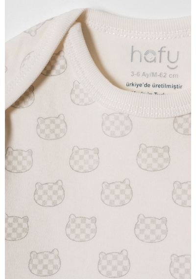 Hafy Baby 3 Lü Zarf Yaka, Kısa Kollu, Bebek Zıbın Takımı / Body Bej - Krem