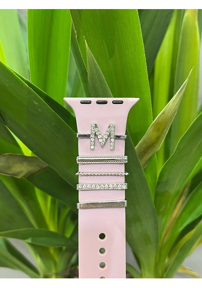 Apple Uyumlu Watch    Kordon Aksesuarı Charm Set M Harfi