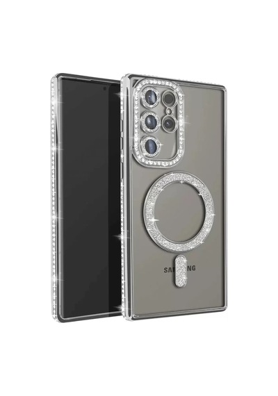 Samsung Galaxy Uyumlu  S23 Ultra Joke Simli Magneticsafe Kılıf - Gümüş Çok Renkli