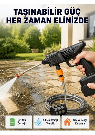 21v Akülü Basınçlı Yıkama Makinesi Çift Akülü Ve Hızlı Şarj Özell