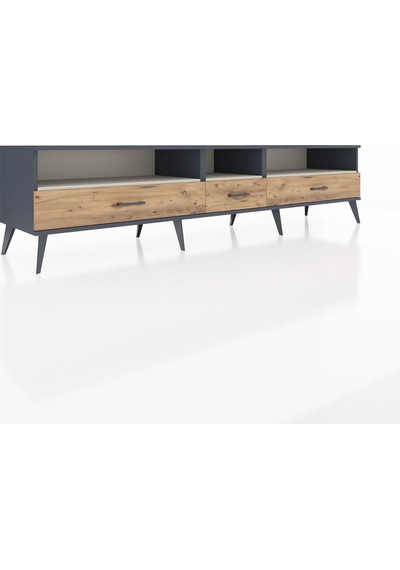 Hyperion Tv Ünitesi 3 Raflı 3 Çekmeceli 220x44x51 Antrasit-aytaşı/çam Aytası/atlas Çam - Antrasıt