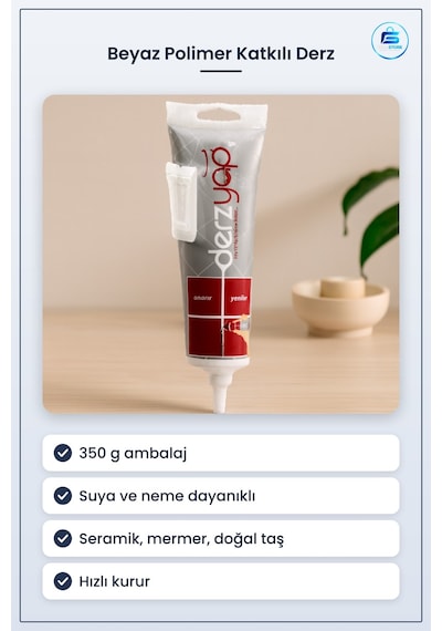 Derz Ürünü Beyaz Çimento Esaslı Polimer Katkılı 350 G Seramik Fay