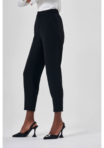 Mizalle Keten Dokulu Fit Siyah Pantolon Siyah