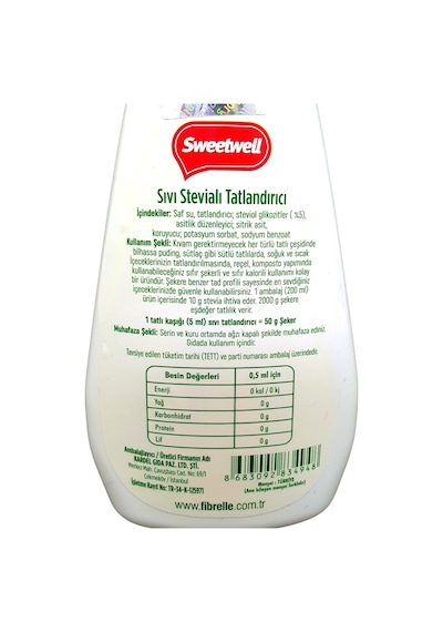 Sweetwell Stevia Sıvı Tatlandırıcı Sıfır Kalori 200 ML