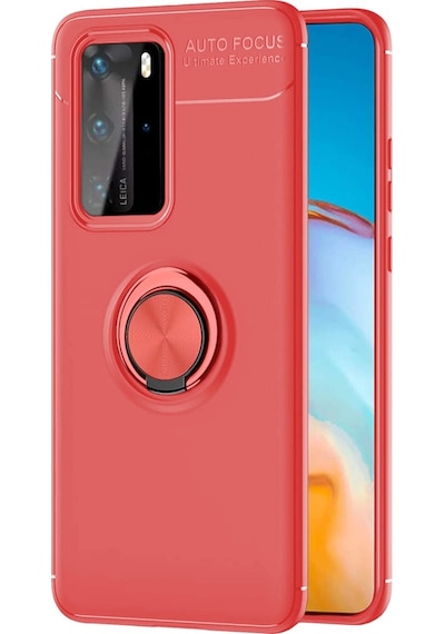 Huawei P40 Pro Kılıf Yüzüklü Tam Korumalı Silikon Kapak