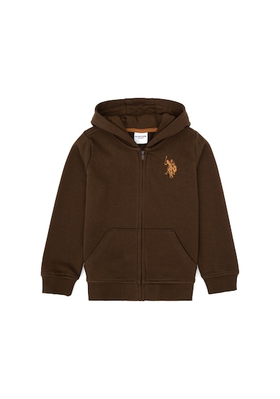 U.S. Polo Assn. Erkek Çocuk Kahverengi Fermuarlı Kapüşonlu Sweatshirt 50316706-VR029