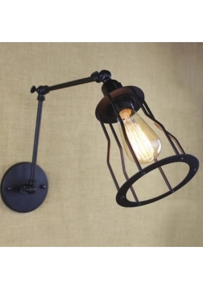 Riolight Retro Mafsallı Hareketli Başlık Kafes Aplik Siyah