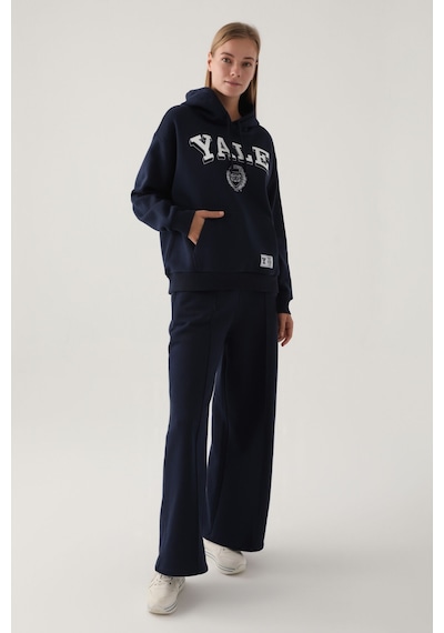 Yale Lacivert Kapüşonlu Cep Detay Kadın Sweatshirt 5274-41189 Lacivert