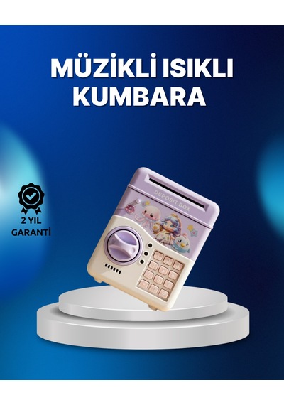 Mor Otomatik Para Girişli Elektronik Şifreli Kumbara - Lisinya