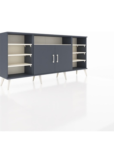 Arges Konsol 8 Raflı 2 Kapaklı 176x30x83 Antrasit-antrasit/aytaşı Antrasit/aytaşı
